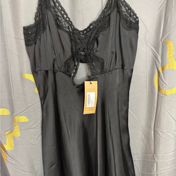 Nasty Gal Dresses & Skirts - Nasty Gal Black Satin Lace-Trim Slip Dress